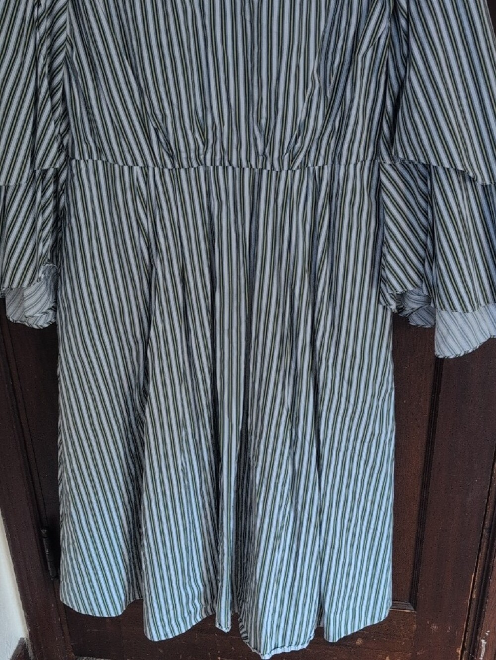 Rosie Assoulin  Fiesta Sage Green and White Striped Midi Dress - Picture 10 of 12